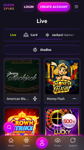 QueenSpins Casino Mobile Live Dealer