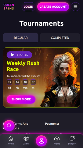 QueenSpins Casino Mobile Tournaments