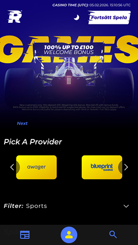 Race Casino Mobile Homepage