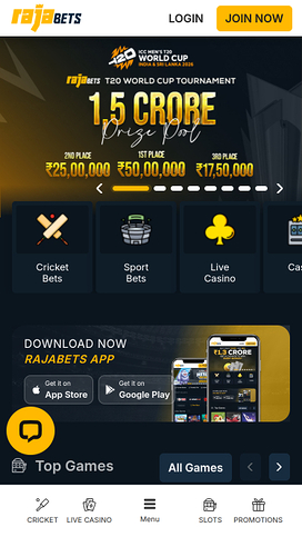 Rajabets Casino Mobile Homepage
