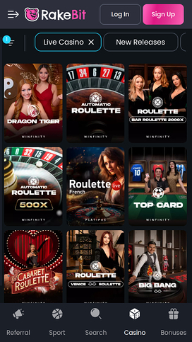 RakeBit Casino Mobile Live Dealer