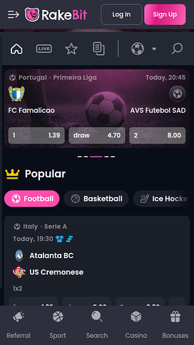 RakeBit Casino Mobile Sports