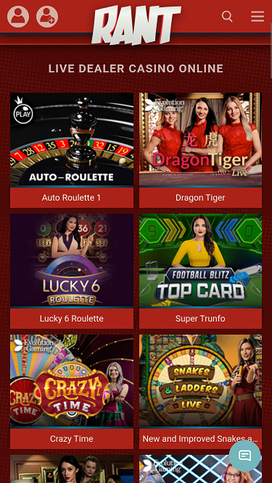 Rant Casino Mobile Live Dealer
