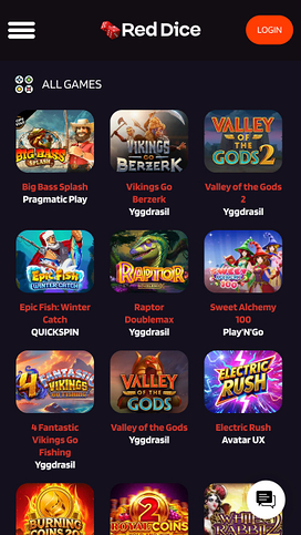 Juegos móviles de Red Dice Casino