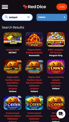 Jackpot móvil del casino Red Dice