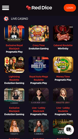 Casino móvil con crupier en vivo de Red Dice