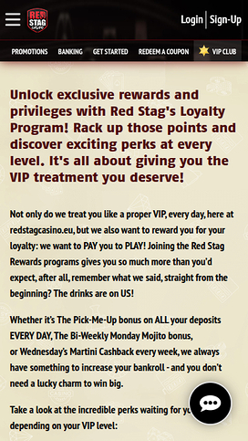 Red Stag Casino Mobile VIP Program