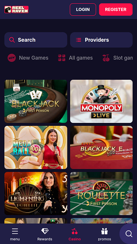 ReelRaven Casino Mobile Live Dealer