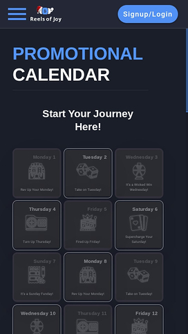 Reels of Joy.io Casino Mobile Calendar
