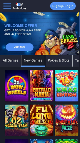 Reels of Joy.io Casino Mobile Homepage