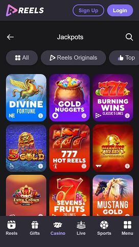 Jackpot móvil del casino Reels.io