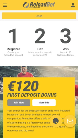 ReloadBet Casino Mobile Homepage