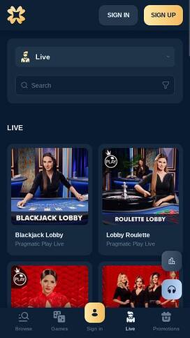Mobile live page screenshot of Reveryplay Casino