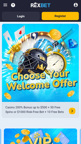 Página principal móvil del casino Rexbet