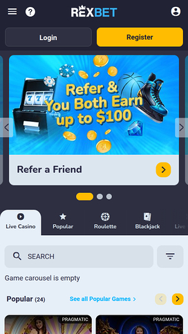 Casino móvil con crupier en vivo de Rexbet