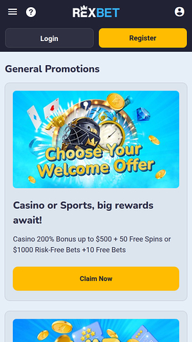 Promociones móviles del casino Rexbet