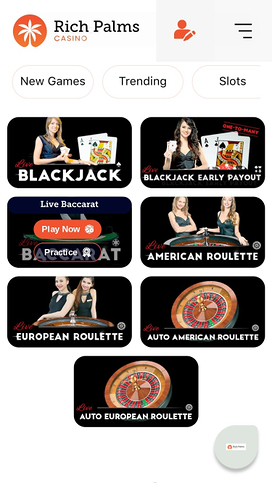 Rich Palms Casino Mobile Live Dealer