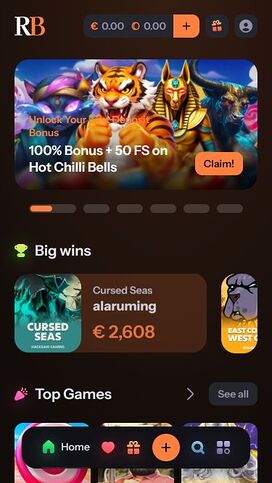 Página principal móvil del casino RichBet