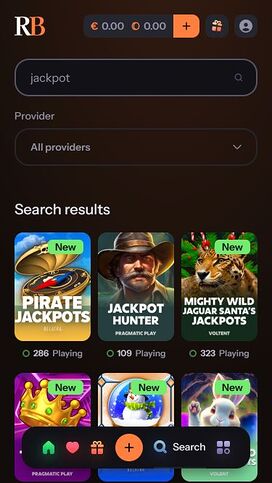 Jackpot móvil del casino RichBet
