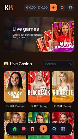Casino móvil RichBet con crupier en vivo