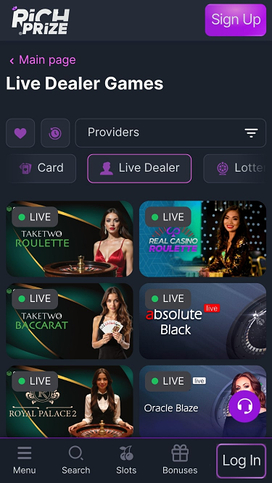 RichPrize Casino Mobile Live Dealer