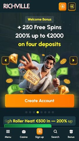Página de inicio móvil de Richville Casino