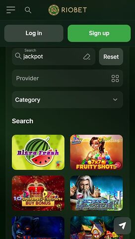 Jackpot móvil del casino RioBet