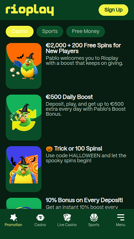 Promotions screenshot of Rioplay Casino for Mobile