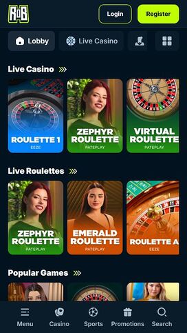 Casino móvil con crupier en vivo Rise of Bets