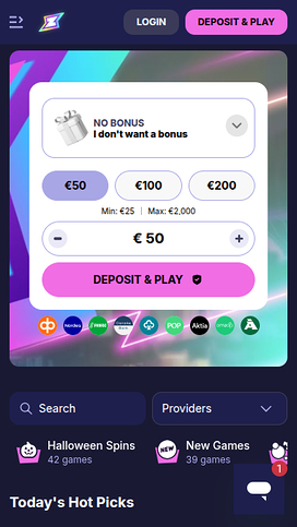Homepage screenshot of Rizzio.io Casino for Mobile