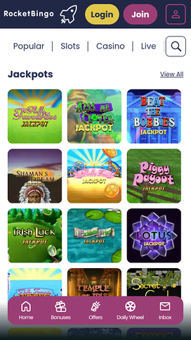 Rocket Bingo Casino Mobile Jackpot