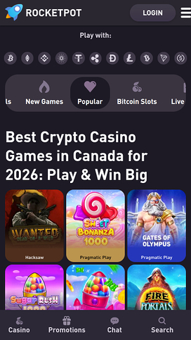 Rocketpot Casino Mobile Games