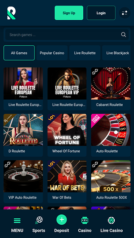Casino móvil Rolletto con crupier en vivo
