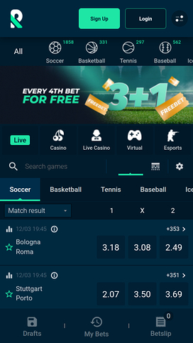 Apuestas deportivas móviles del Casino Rolletto