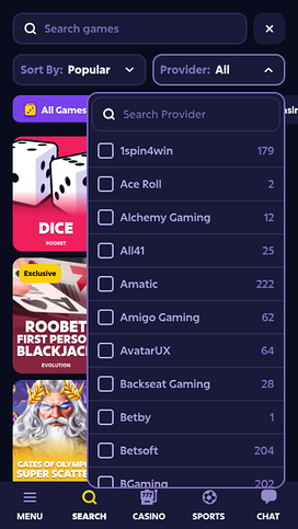 Roobet Casino Mobile Game Developers