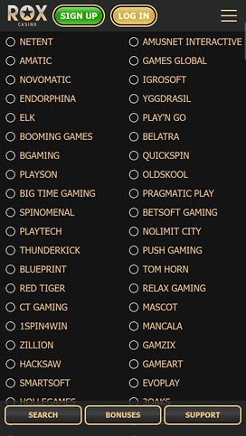 Desarrolladores de juegos móviles de Rox Casino