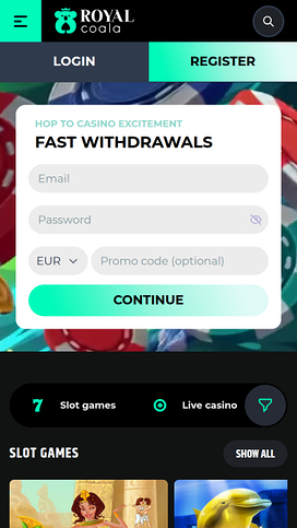 Royal Coala Casino Mobile Homepage