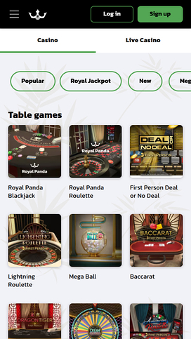 Royal Panda Casino Mobile Table Games