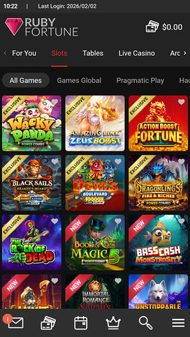 Ruby Fortune Casino Mobile Games