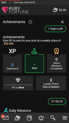 Ruby Fortune Casino Mobile Missions