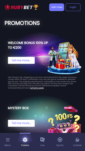 Ruby Bet Casino Mobile Promotions