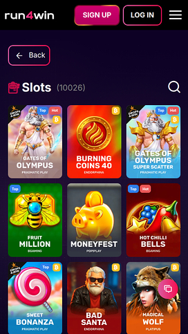 Juegos móviles del casino Run4Win