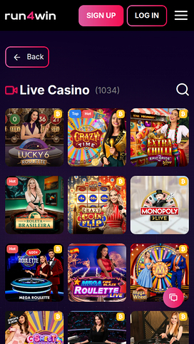 Run4Win Casino Mobile Live Dealer
