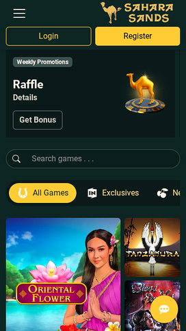 Sahara Sands Casino Mobile Homepage