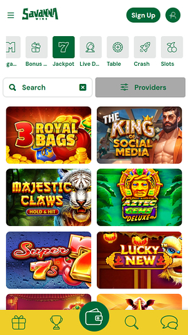 Savanna Wins Casino Jackpot Mobile