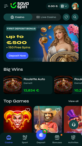 Savaspin Casino Mobile Homepage