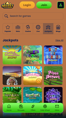 Secret Pyramids Casino Mobile Jackpot
