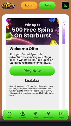 Secret Pyramids Casino Mobile Promotions