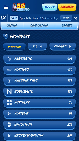 SG Casino Mobile Game Developers