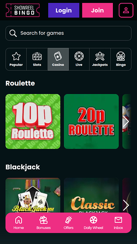 Showreel Bingo Casino Mobile Table Games